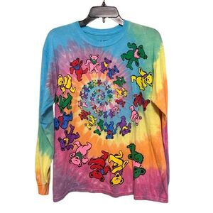 Grateful Dead Tie-Dye Shirt Dancing Bear Liquid Blue 1995 Officia Reprint Medium
